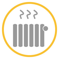 Button grau orange mit Heizung Icon: Heizkosten