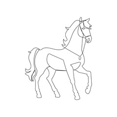 Horse continuous one line drawing outline vector illustration