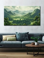 Verdant Valley CanvasPrint: Majestic Green Landscapes and Rolling Hills