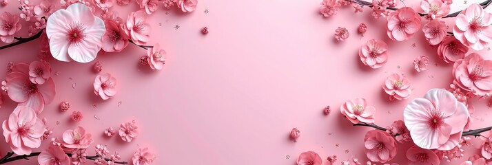  Delicate Flower Banner On Pink Background, Banner Image For Website, Background, Desktop Wallpaper
