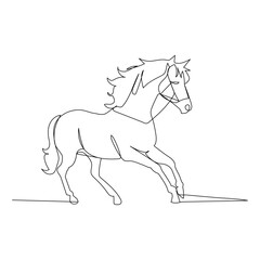 Horse continuous one line drawing outline vector illustration