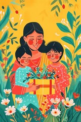 Capture the love with a cheerful mom and her playful kids.