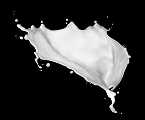 Milk splash isolated on black background