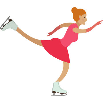 Figure skater ice skating vector icon isolated on white