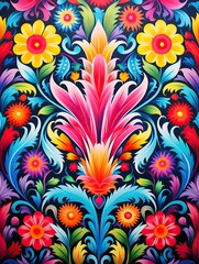 Vibrant Fiesta Patterns: Vintage Art Prints Celebrating Traditional Festival Art