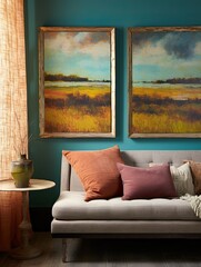 Fototapeta premium Vibrant Marshland Hues: Framed Landscape Print with Captivating Marsh Scenes
