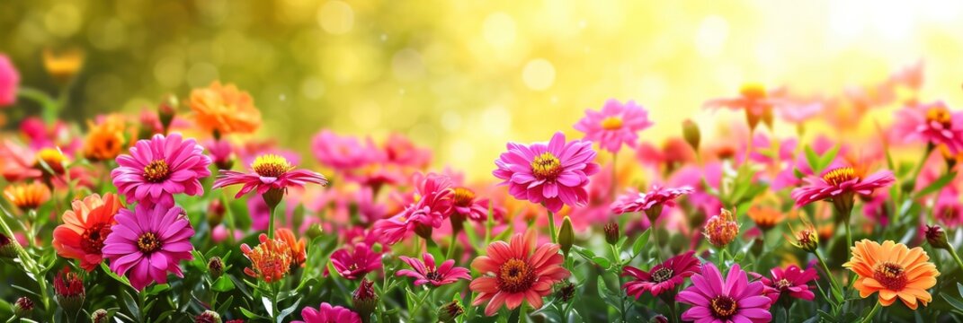  Flowers Close On Sunny Day Summer, Banner Image For Website, Background, Desktop Wallpaper