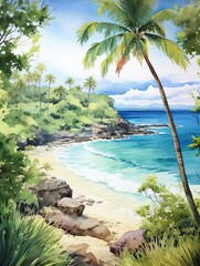 Watercolor Coastal Landscapes: Island Artwork Bringing Tropical Beach Art to Life