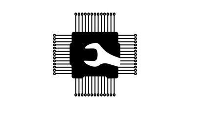 computer repair symbol, black isolated silhouette