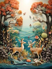 Whimsical Woodland Creatures: Ocean Wall Decor - Tropical Beach Art Collection