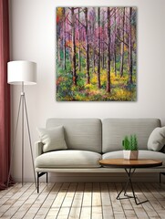 Whispering Pine Forests - Vibrant Canvas Print for Forest Wall Decor