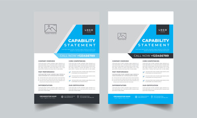 Capability Statement design with 2 style layout template - obrazy, fototapety, plakaty