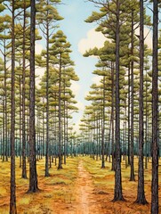 Whispering Pine Forests Panorama: Vast Expanse of Pines