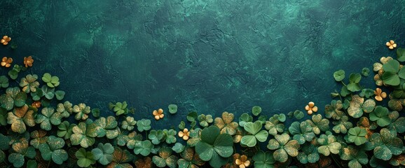Row Green Gold Glitter Shamrocks, HD, Background Wallpaper, Desktop Wallpaper