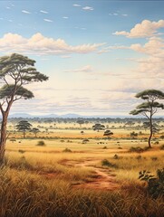 Obraz premium Panoramic Wild African Savannas Print - Wide View Scenic Landscape