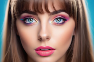 Fototapeta premium Bright eye makeup on a brunette.
