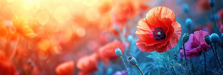  Panorama Field Poppies, Banner Image For Website, Background, Desktop Wallpaper