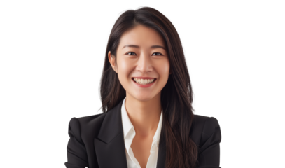Portrait of beautiful Asian businesswoman on transparent background
