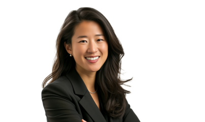 Portrait of beautiful Asian businesswoman on transparent background