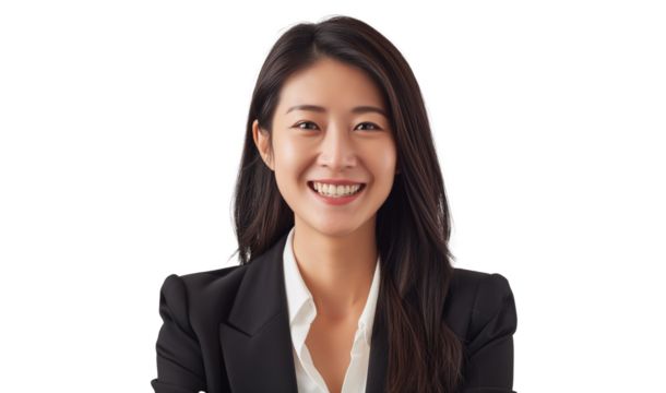 Portrait of beautiful Asian businesswoman on transparent background