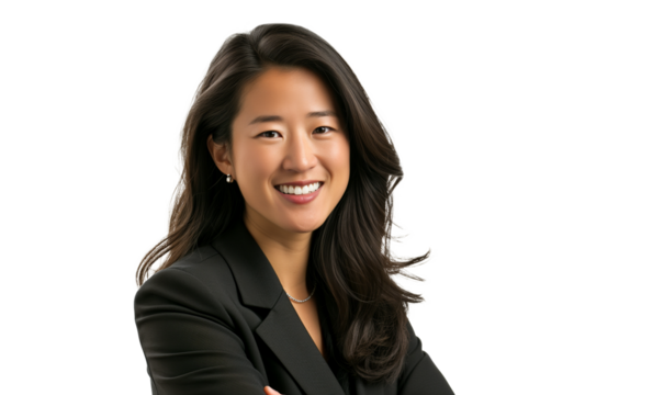 Portrait of beautiful Asian businesswoman on transparent background