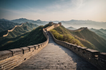 Great Wall of China on background design. - obrazy, fototapety, plakaty