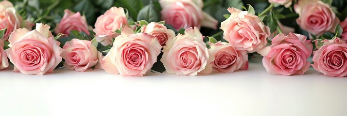  Pink Roses On White Background Greeting, Banner Image For Website, Background, Desktop Wallpaper