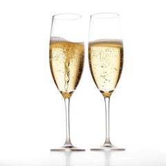 Celebration toast with champagne glass on transparency background PNG