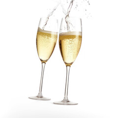 Celebration toast with champagne glass on transparency background PNG