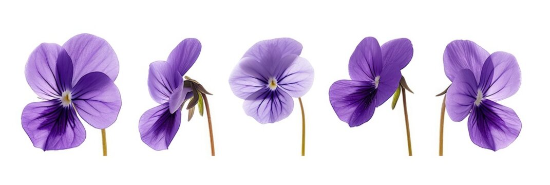  Set Beautiful Wood Violets On White, Banner Image For Website, Background, Desktop Wallpaper