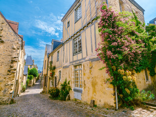 Beautiful Cobbled Street in Le Mans, France - obrazy, fototapety, plakaty