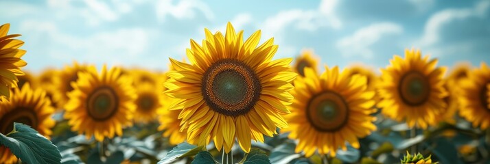  Sunflower Field On Sunny Day Summer, Banner Image For Website, Background, Desktop Wallpaper