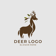 deer logo design inspiration. deer icon. deer leaf