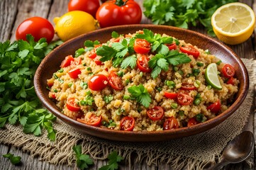 Fresh Bulgur Salad with Cherry Tomatoes and Parsley