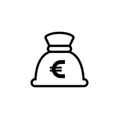 Money bag icon with euro symbol, made in line style.