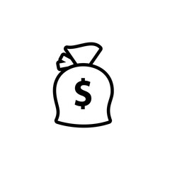 Money bag icon with dollar symbol, made in line style.