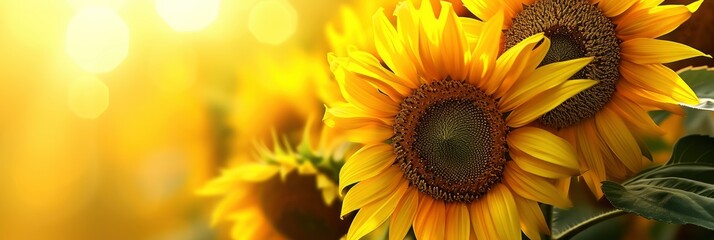  Wild Summer Sunflower Blossom Golden Color, Banner Image For Website, Background, Desktop Wallpaper