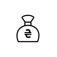 Money bag icon with hryvnia symbol, made in line style.