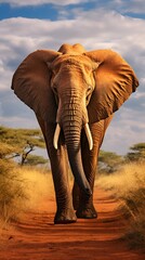 Fototapeta na wymiar Elephant in savannah showcasing a healthy ecosystem , Elephant, savannah, healthy ecosystem