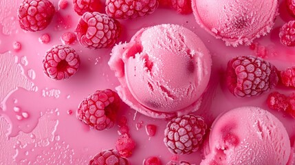 Raspberry sorbet, on a isolate pink background