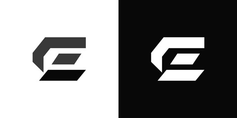 Letter E logo icon black and white