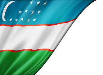 Uzbekistan flag isolated on white banner