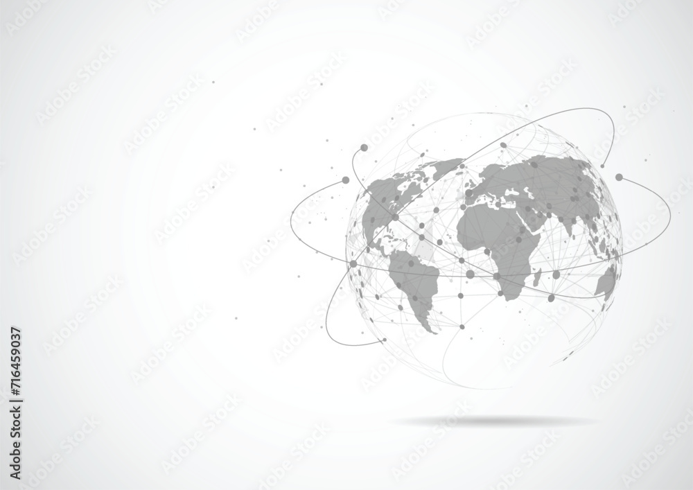 Poster global network connection. world map point and line composition concept of global business. vector i
