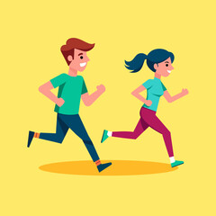 People jogging. Flat graphic vector illustration.