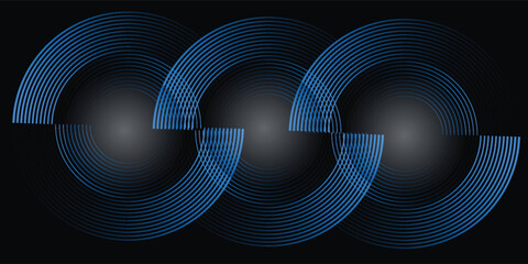 3D blue techno abstract background overlap layer on dark space with circle stripes shape decoration