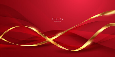 Abstract background design modern red and gold geometric elements vector illustration