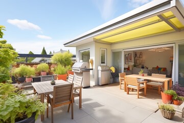suburban modern flat with roof garden and patio