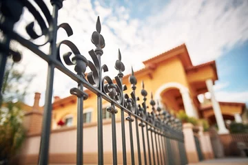 Foto op Canvas elegant wrought iron fence surrounding a spanish style villa © primopiano