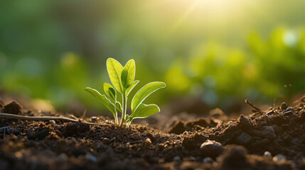 A young withania plant can be seen growing in a field.