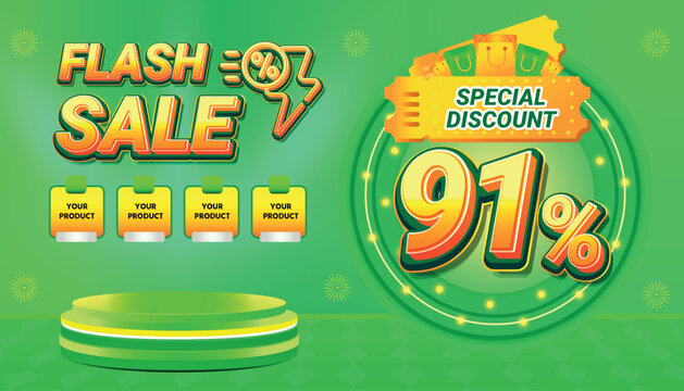 91 PERCENT OFF DISCOUNT FLASH SALE PROMO SHOPPING DAY BACKGROUND SOCIAL MEDIA